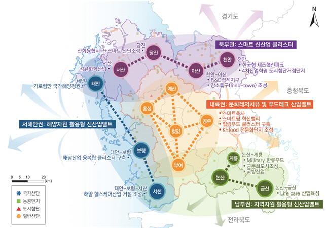 (18일) 서천군, 현안 사업 제5차 국토종합계획에 대거 반영(충남도 국토종합계획 공간발전구상도)
